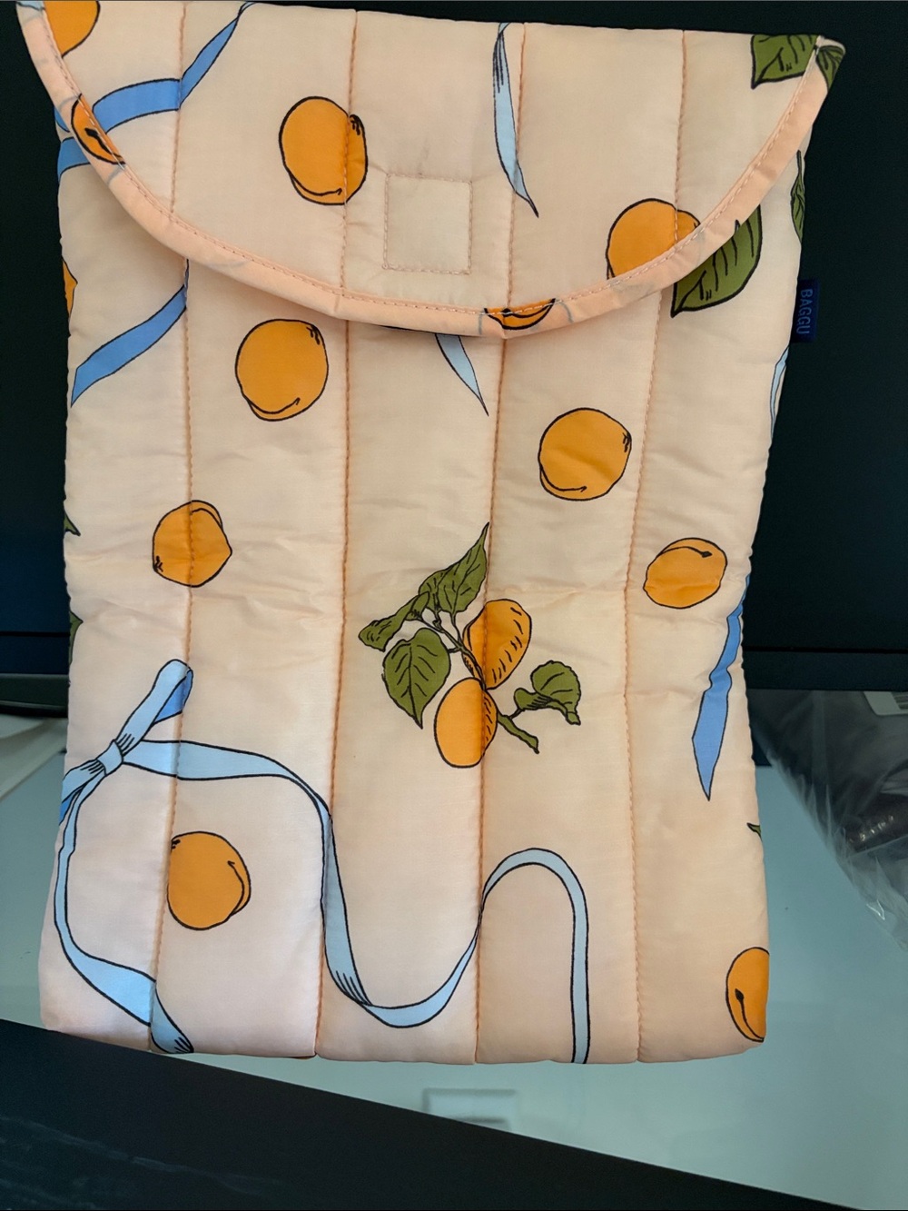 BAGGU Pale Pink Quilted laptop tablet Sleeve